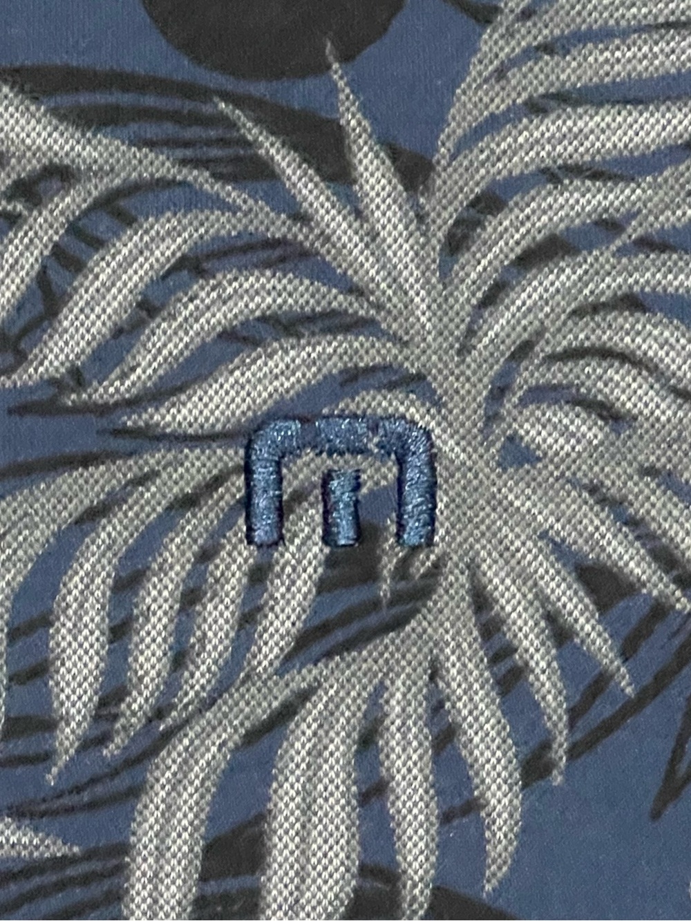 TravisMathew Mountain Down Tropical Palm Print Golf Polo Blue Performance XL - Picture 2 of 6